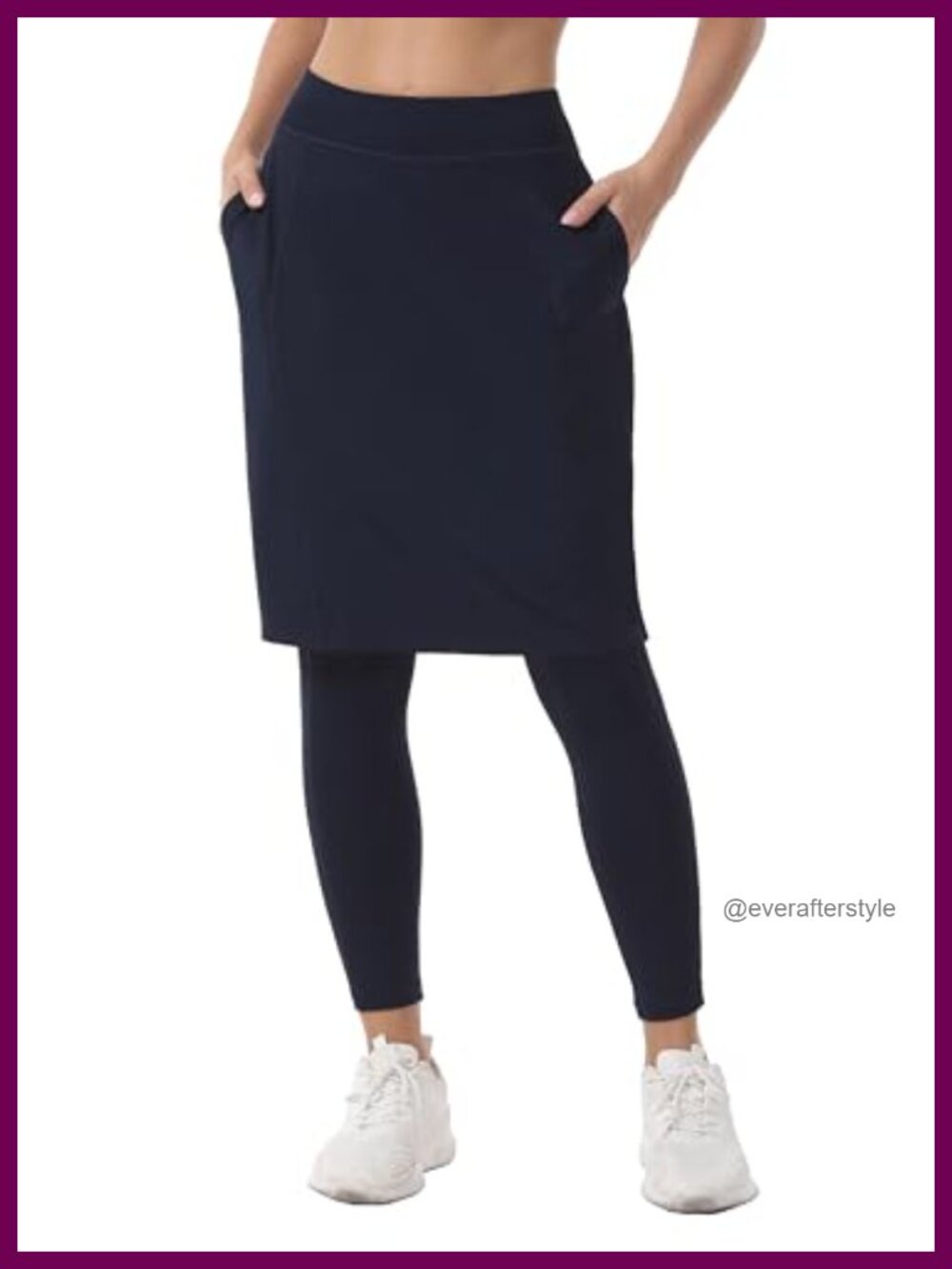 Women 23" Knee Length Athletic Skort with Full Leggings Attached Pockets